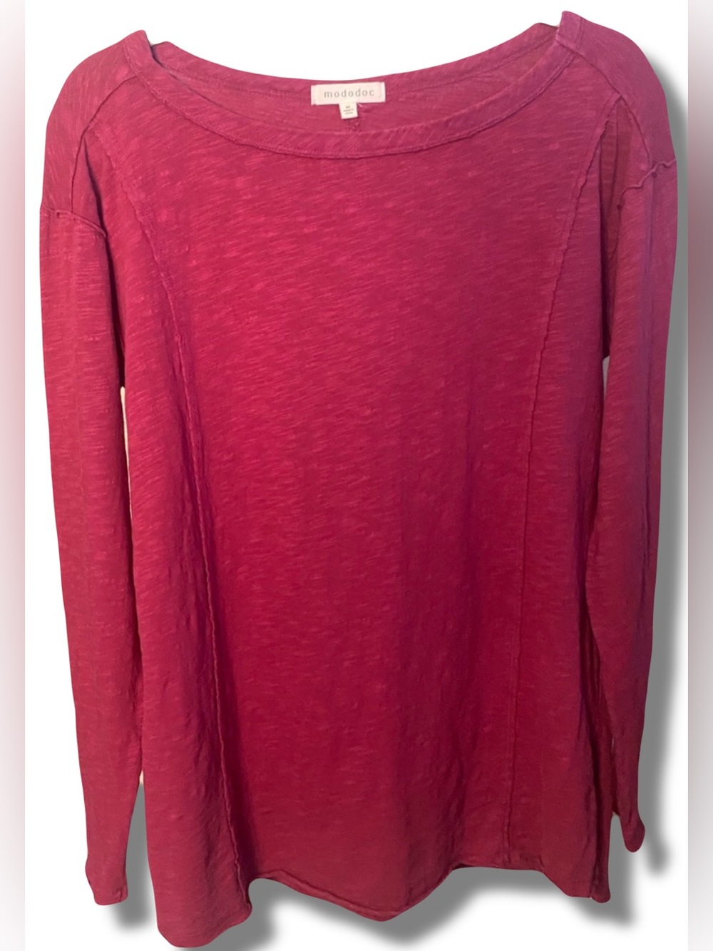 Mododoc Women's Long Sleeve Pink Boatneck Top Medium